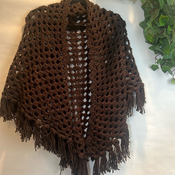 Hand Crafted Sweaters - Handmade Crochet Wrap Chocolate Brown​